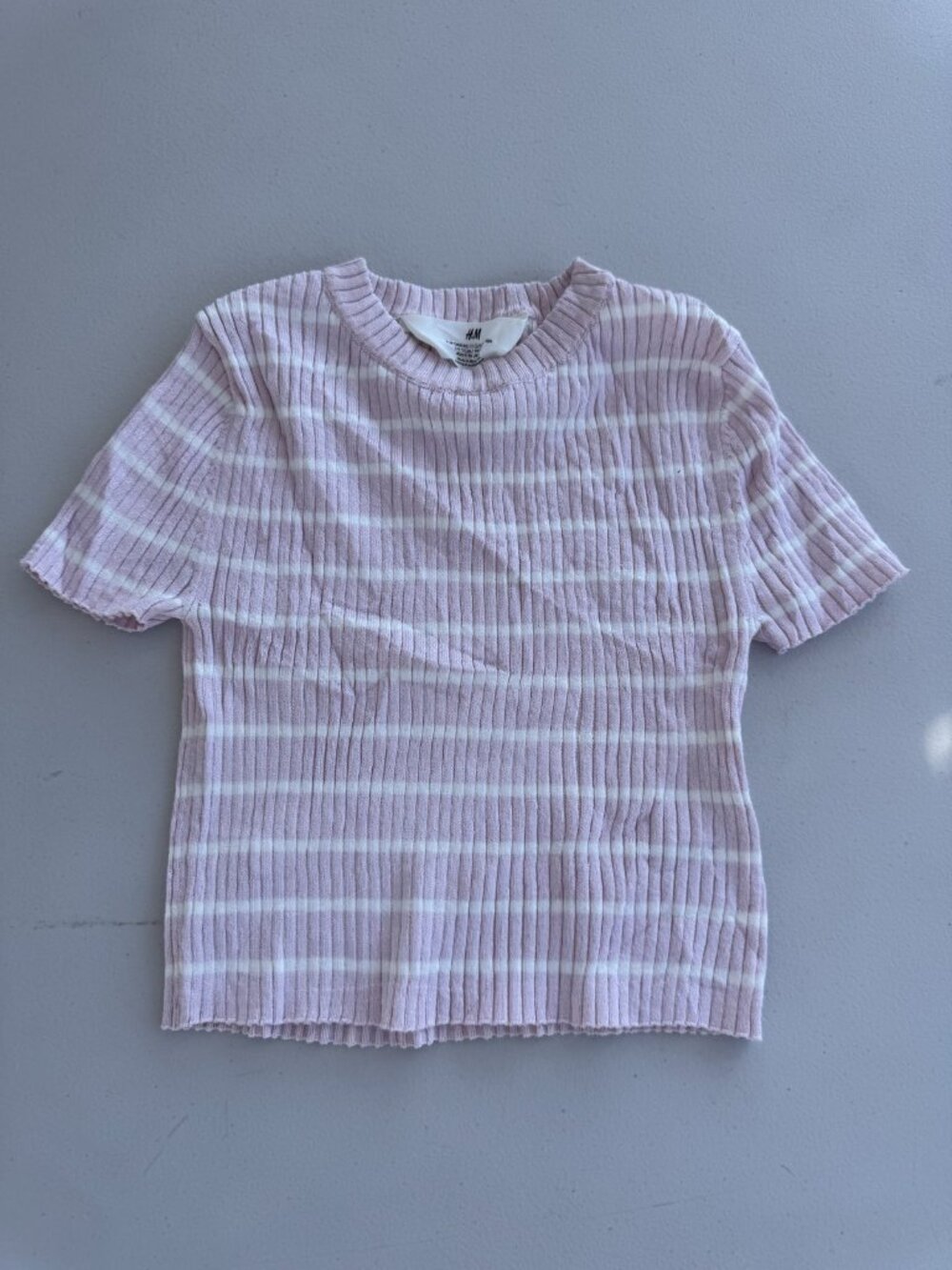 H&M Girls Lavender Striped Ribbed Top 9-10